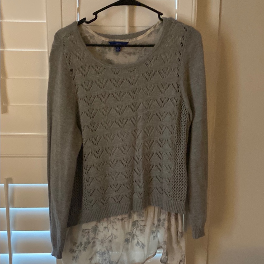 Gray Sweater with Lace Detail